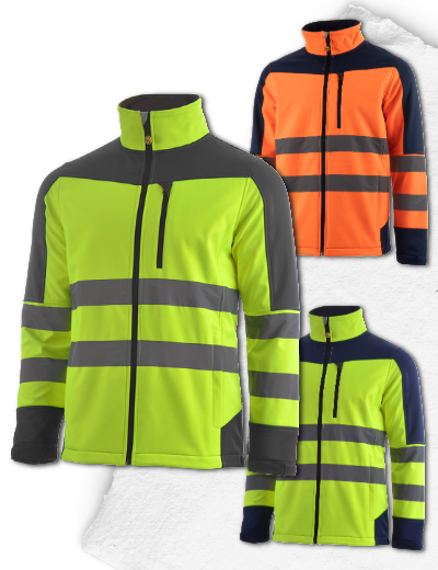 Softshell tricapa ECLIPSE HV con alta visibilidad y protección frente a ambientes fríos, ideal como ropa de trabajo para el frío.
